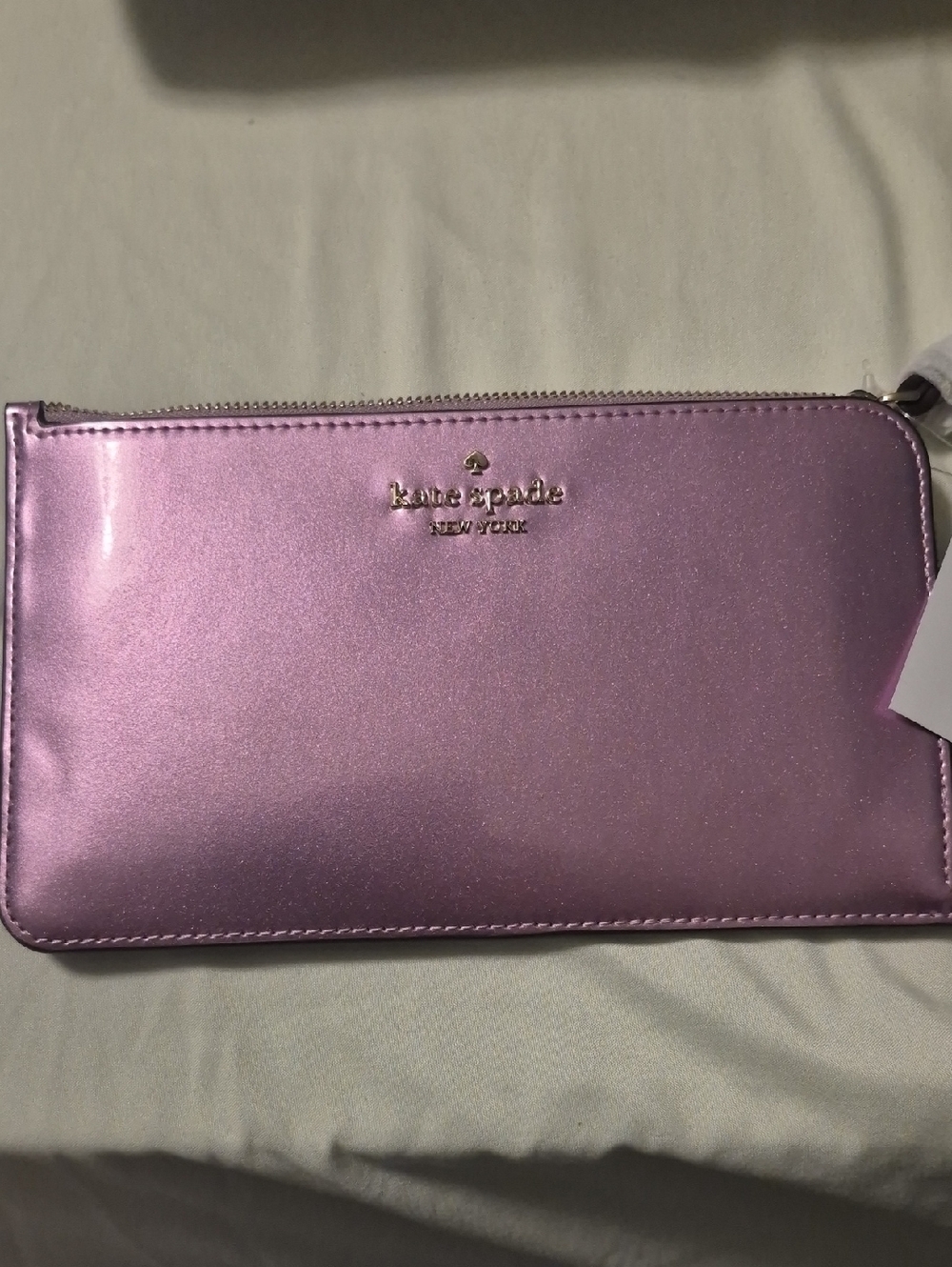 kate spade Metallic Lilac Zip Clutch Wallet